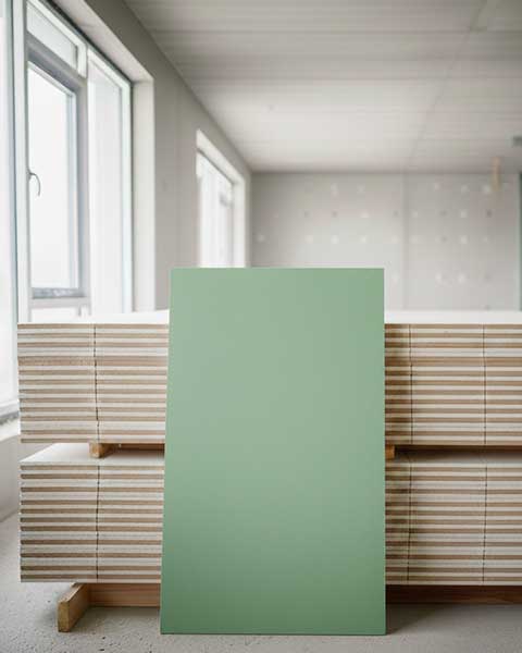 placa de gesso verde RU para aplicação em áreas úmidas